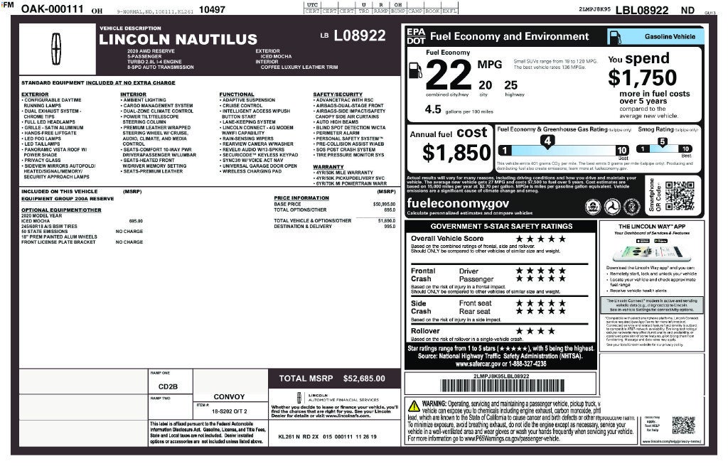 2020 Lincoln Nautilus Reserve