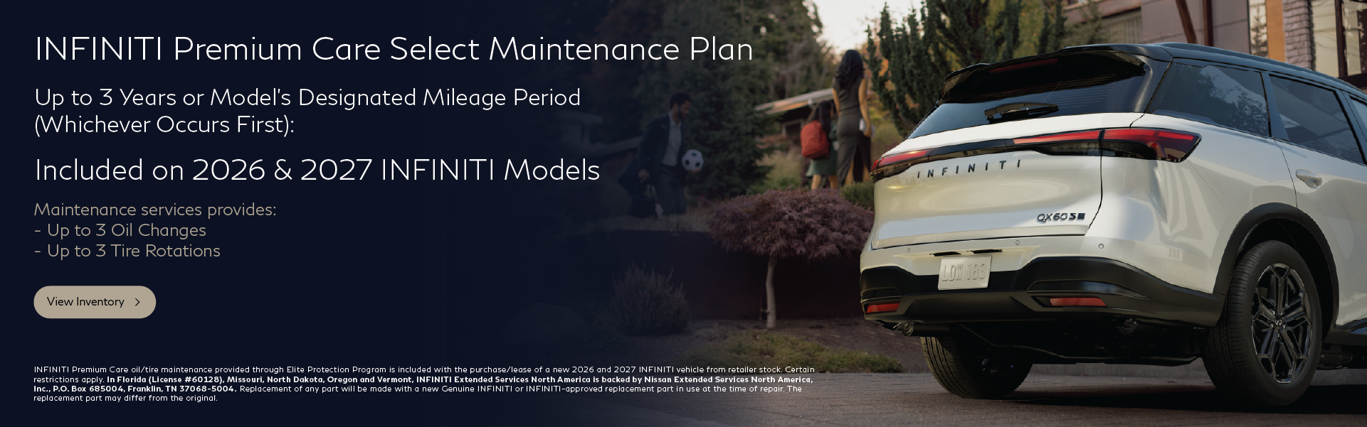 Infinity Premium Care select Maintenance Plan